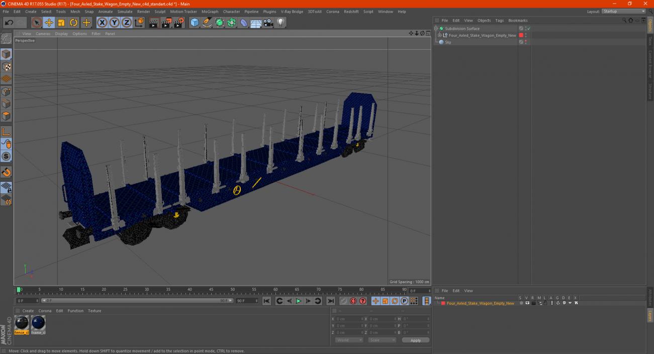 Four Axled Stake Wagon Empty New 3D