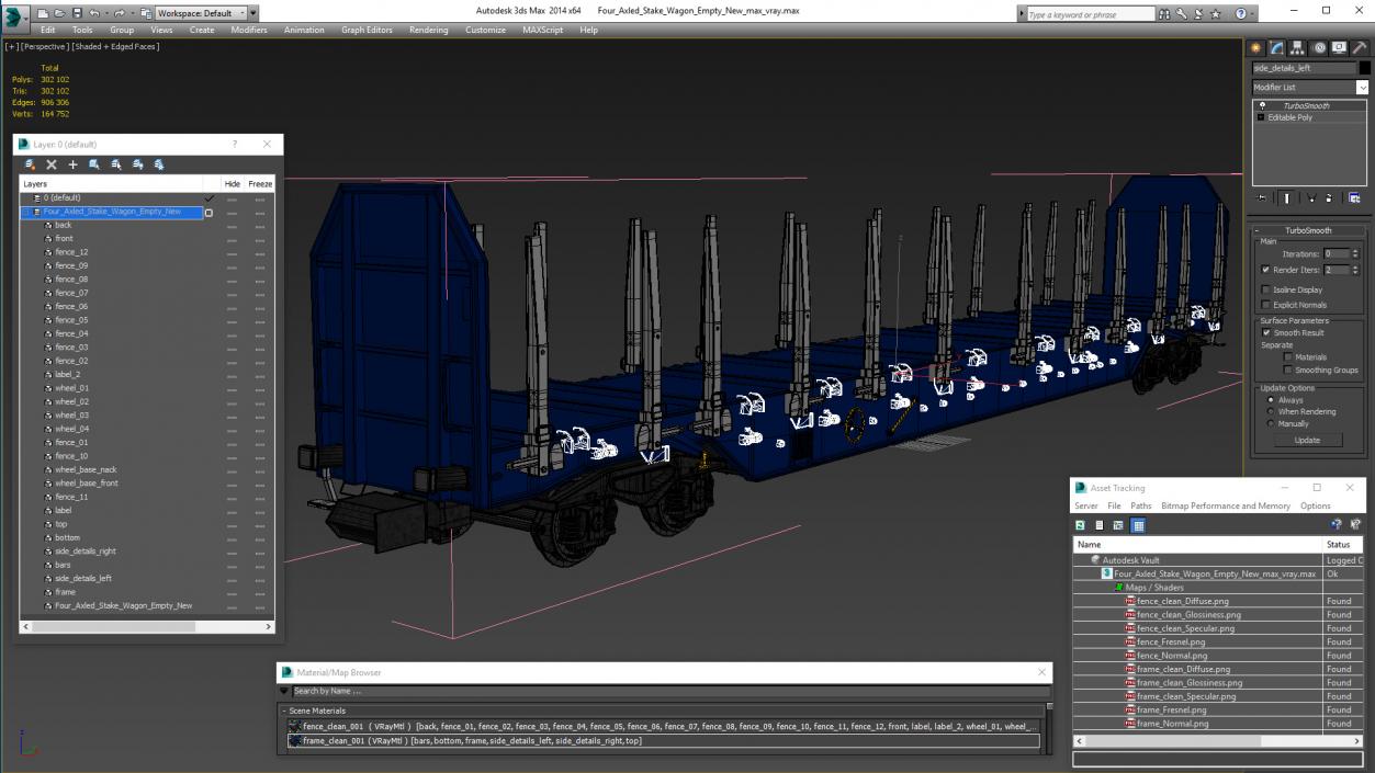 Four Axled Stake Wagon Empty New 3D