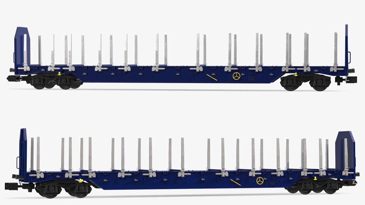 Four Axled Stake Wagon Empty New 3D