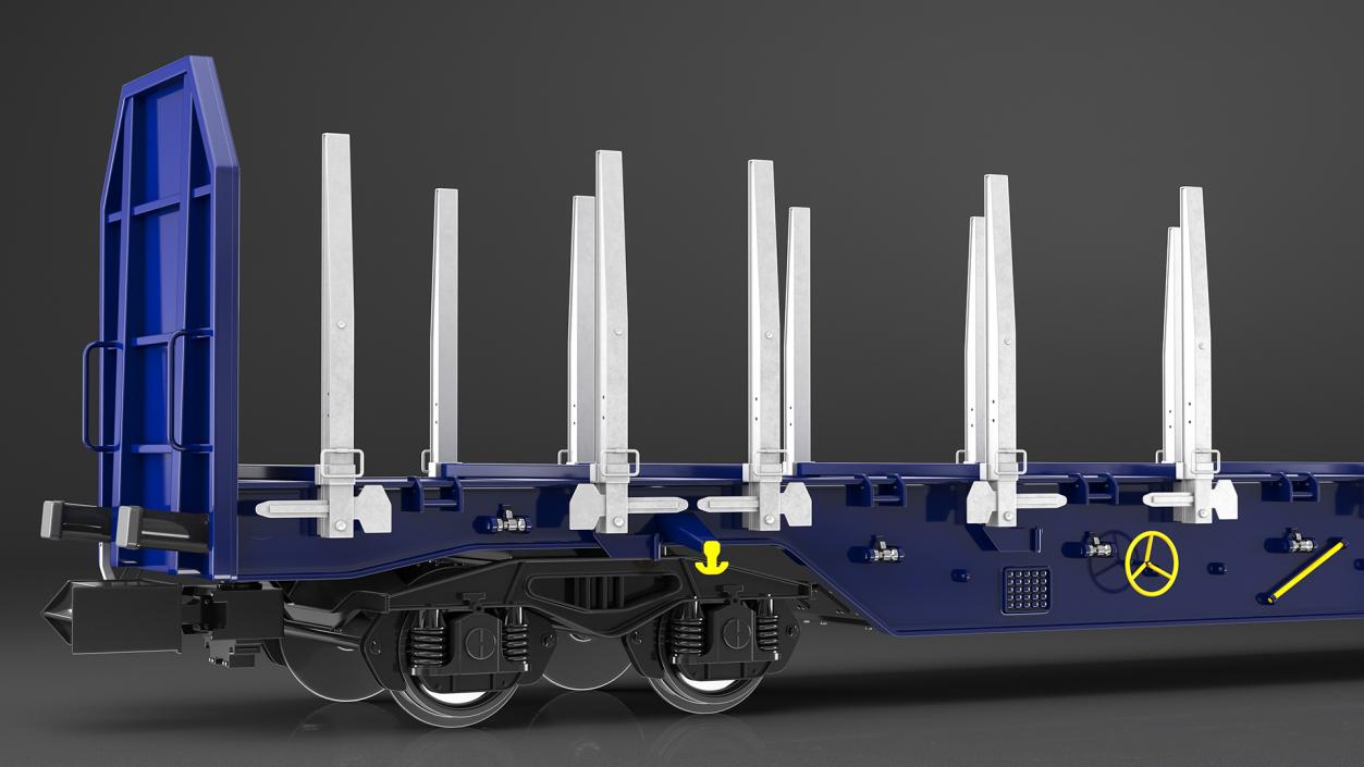 Four Axled Stake Wagon Empty New 3D