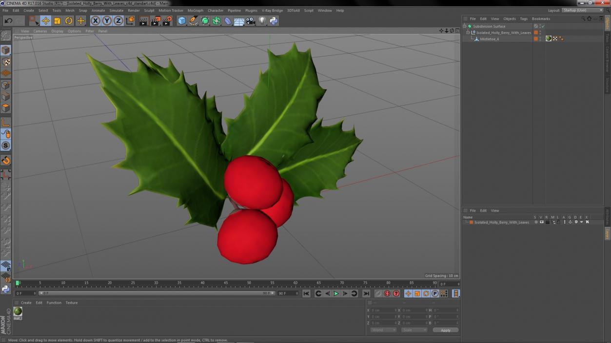 Isolated Holly Berry With Leaves 3D