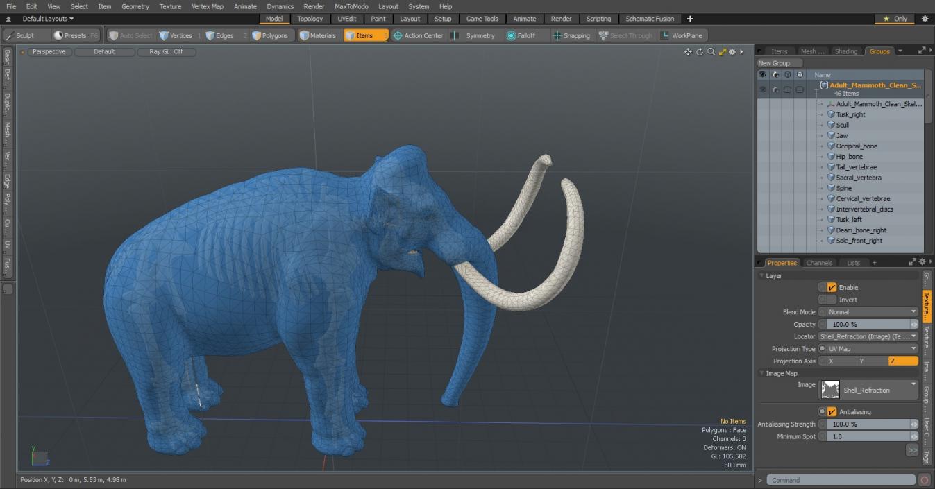 Adult Mammoth Clean Skeleton Shell 3D model