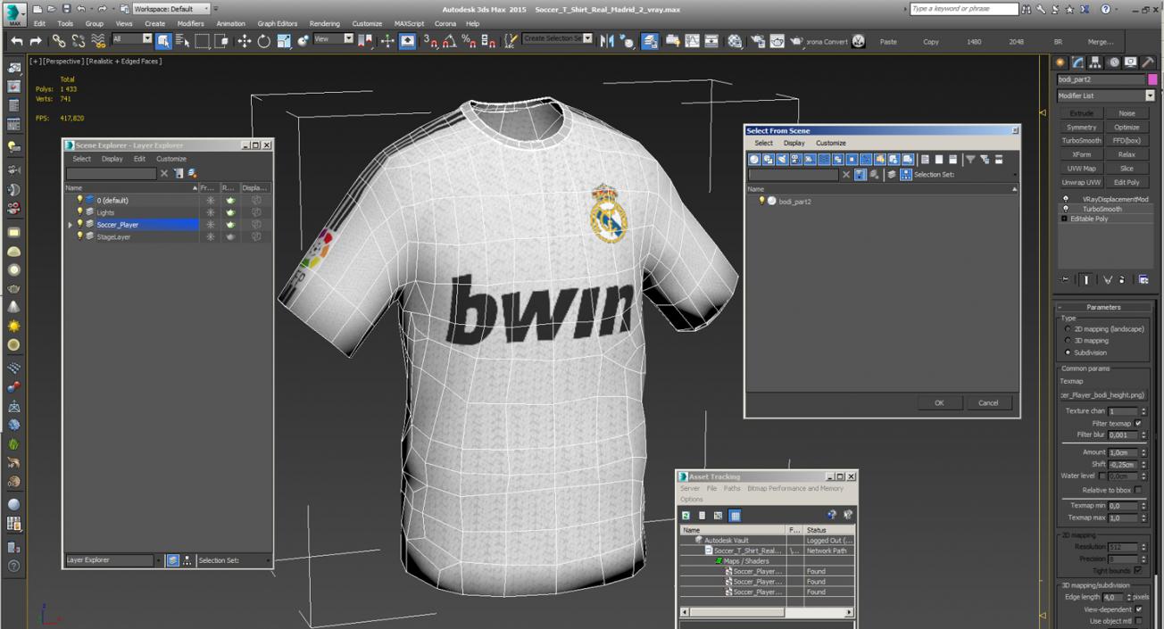 3D Soccer T-Shirt Real Madrid 2 model