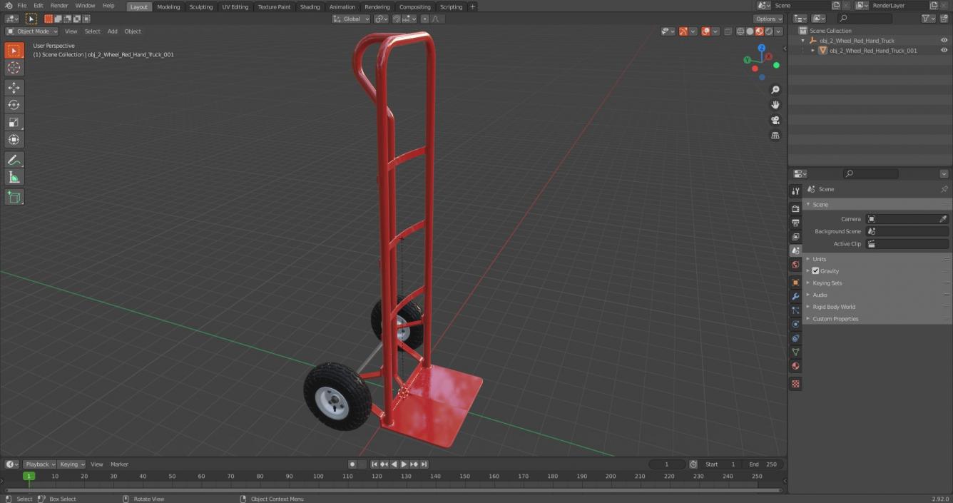 2 Wheel Red Hand Truck 3D