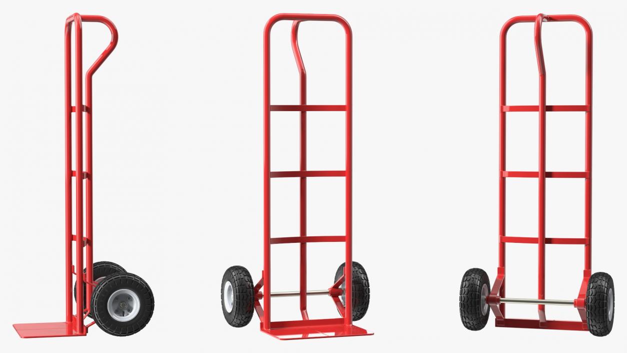 2 Wheel Red Hand Truck 3D