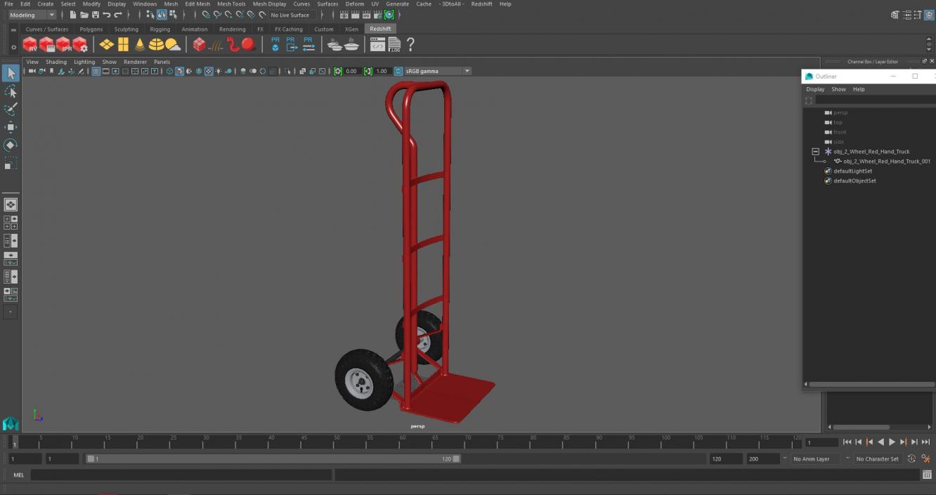 2 Wheel Red Hand Truck 3D