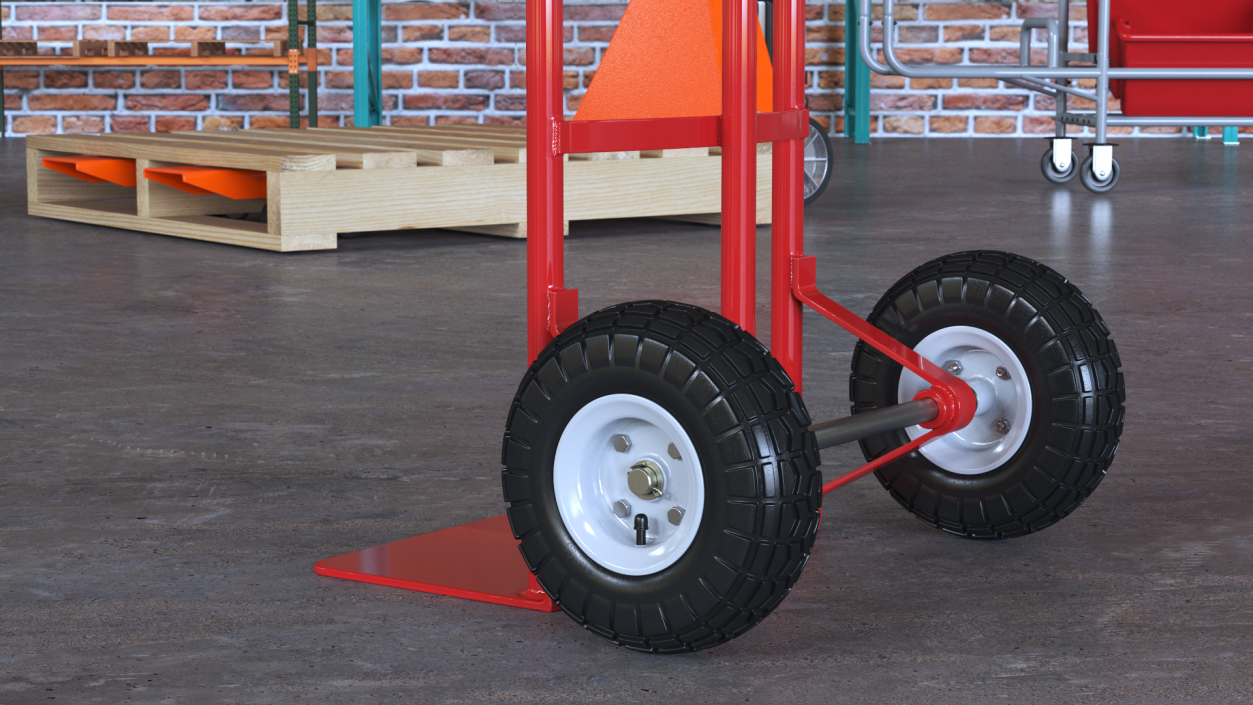 2 Wheel Red Hand Truck 3D