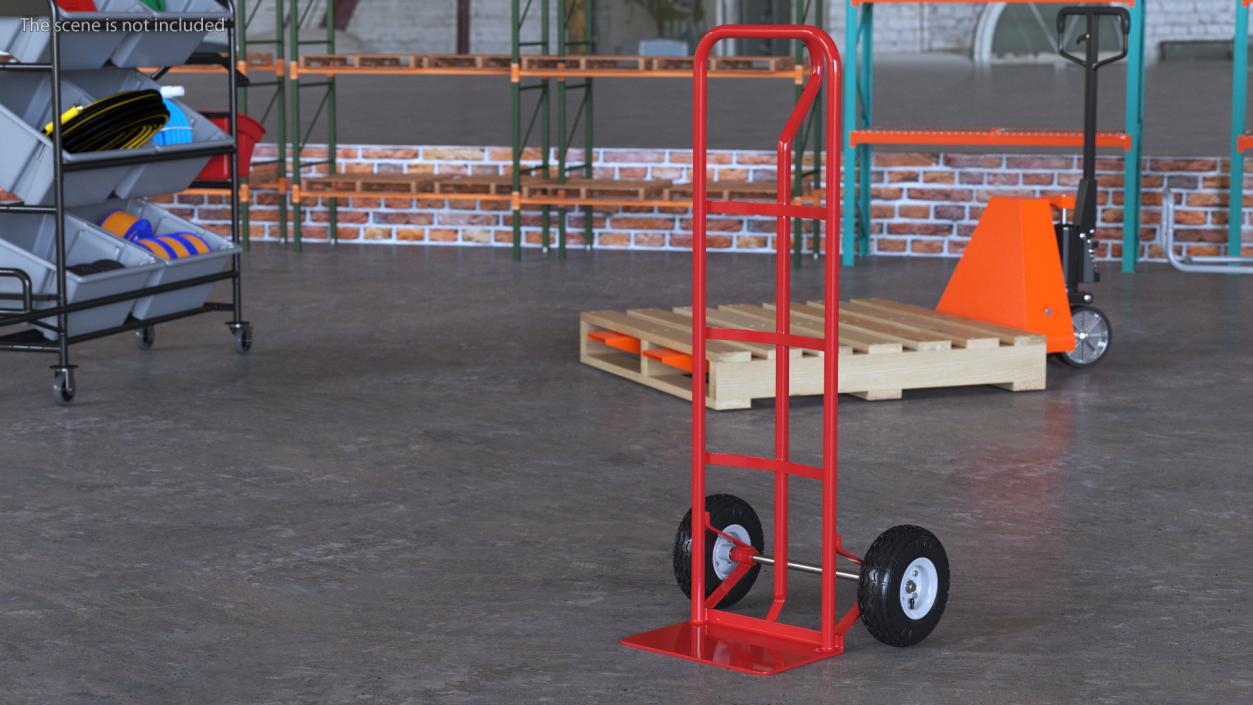 2 Wheel Red Hand Truck 3D