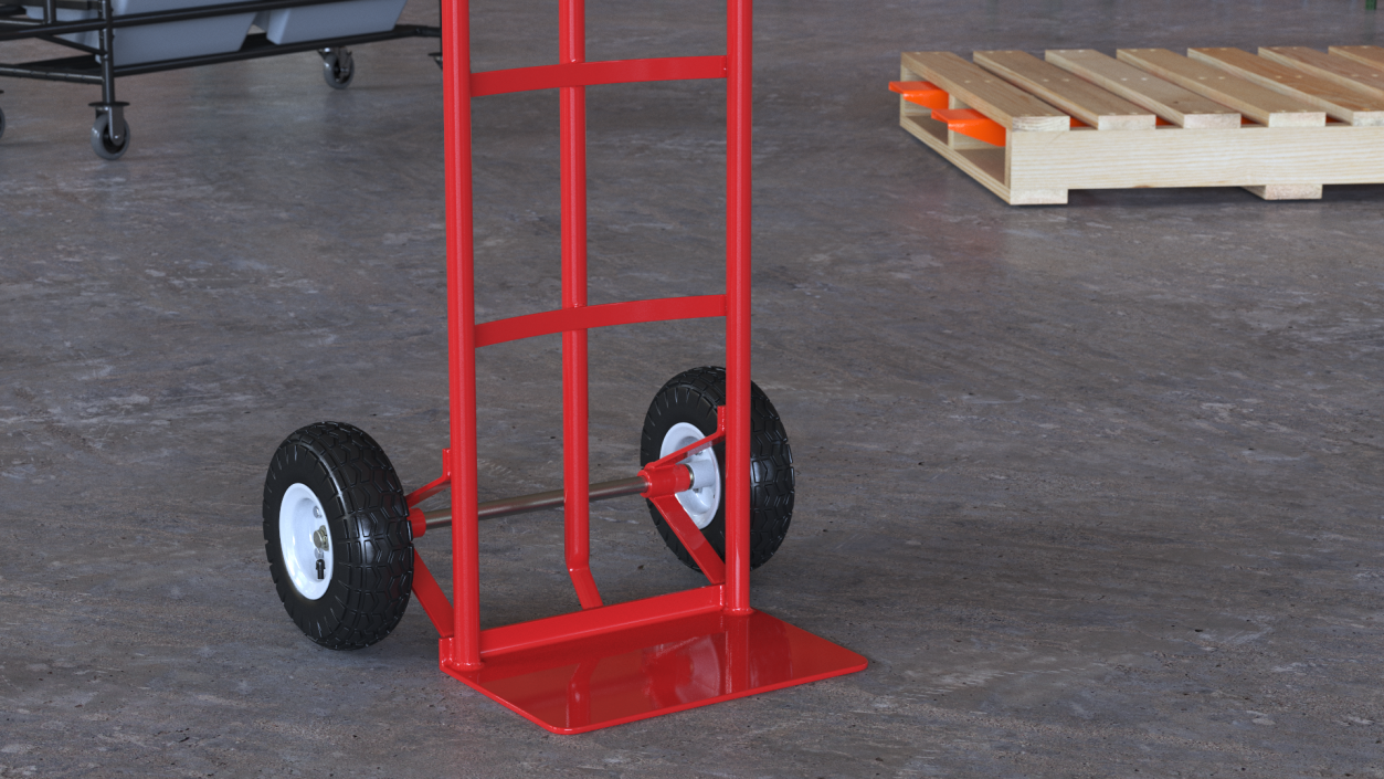 2 Wheel Red Hand Truck 3D