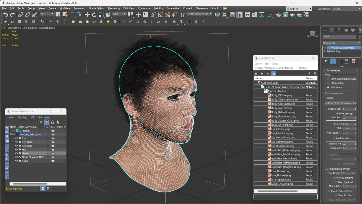 3D Head of Asian Male model