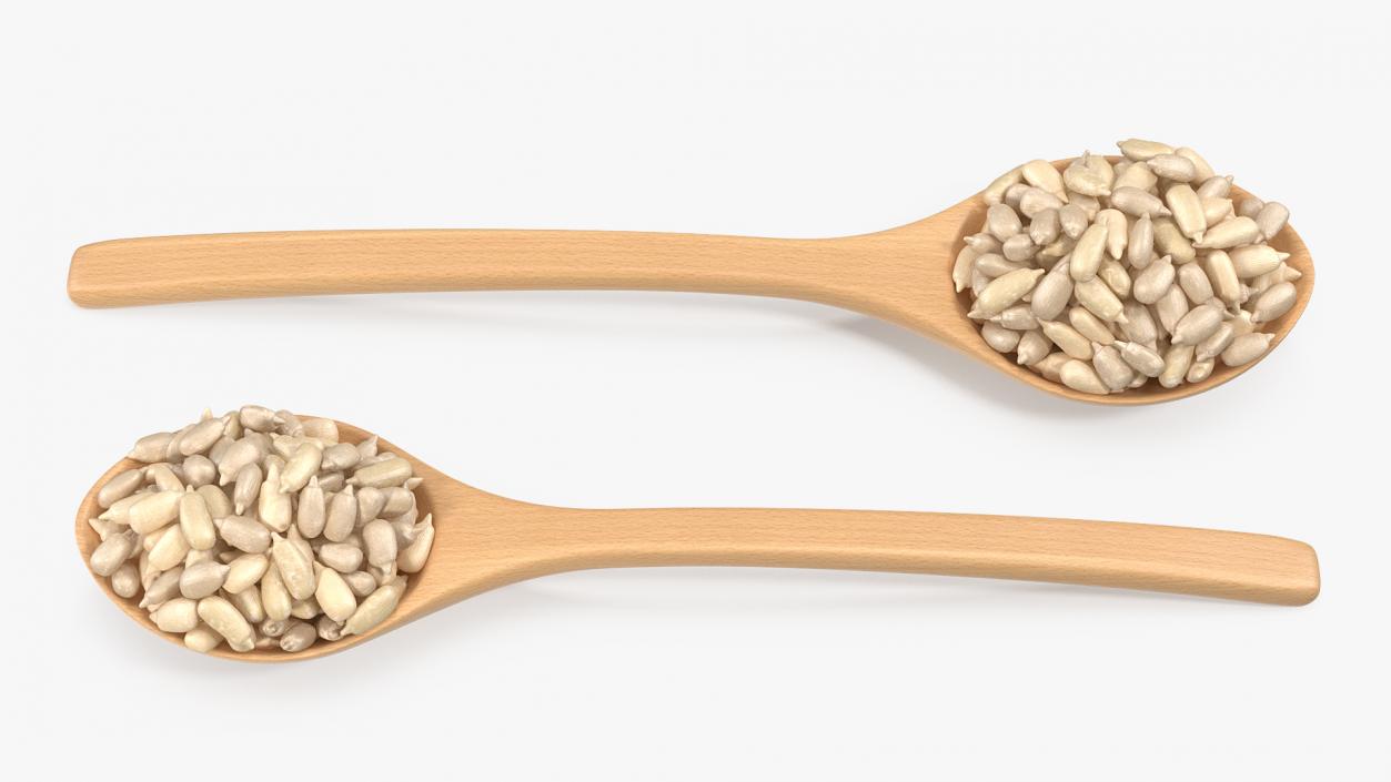 3D model Wooden Spoon with Peeled Sunflower Seeds