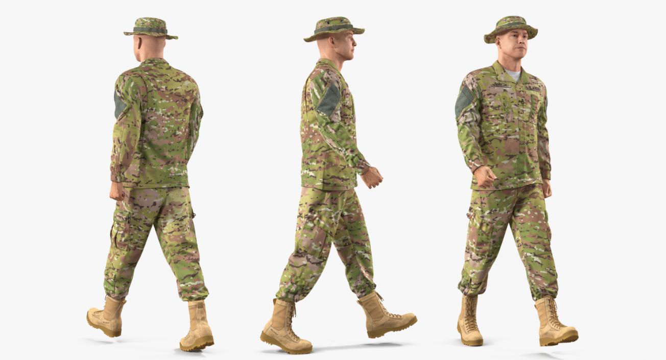 US Army Soldier Camouflage Walking 3D model