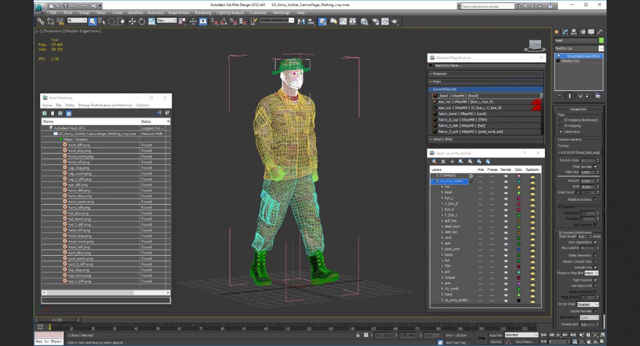 US Army Soldier Camouflage Walking 3D model