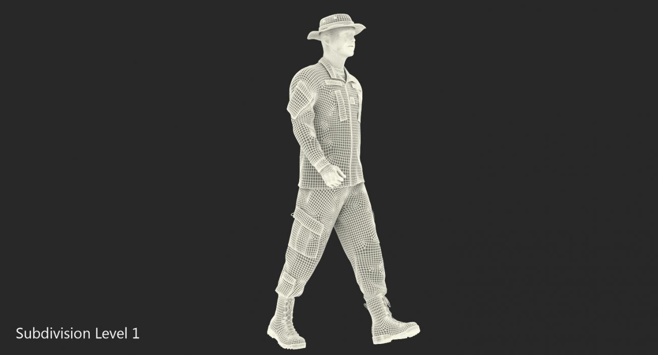 US Army Soldier Camouflage Walking 3D model