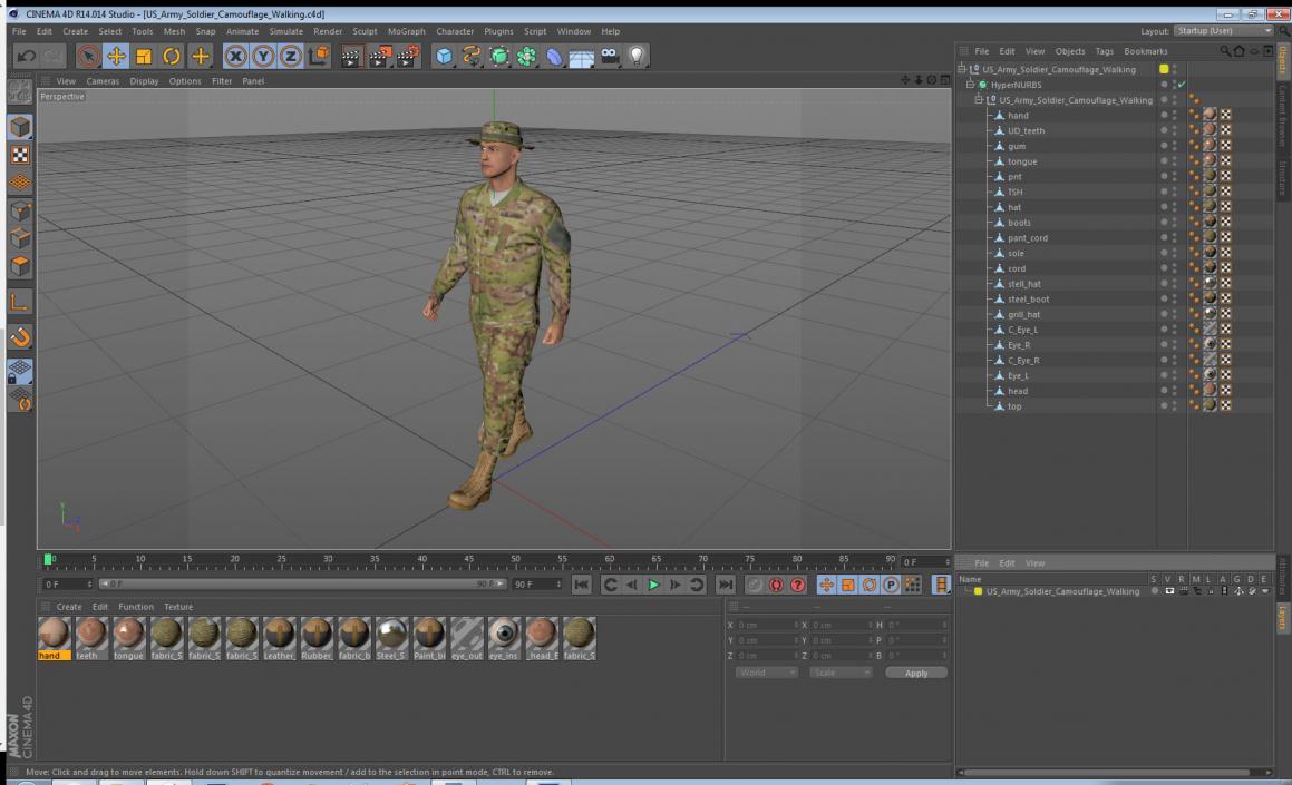 US Army Soldier Camouflage Walking 3D model