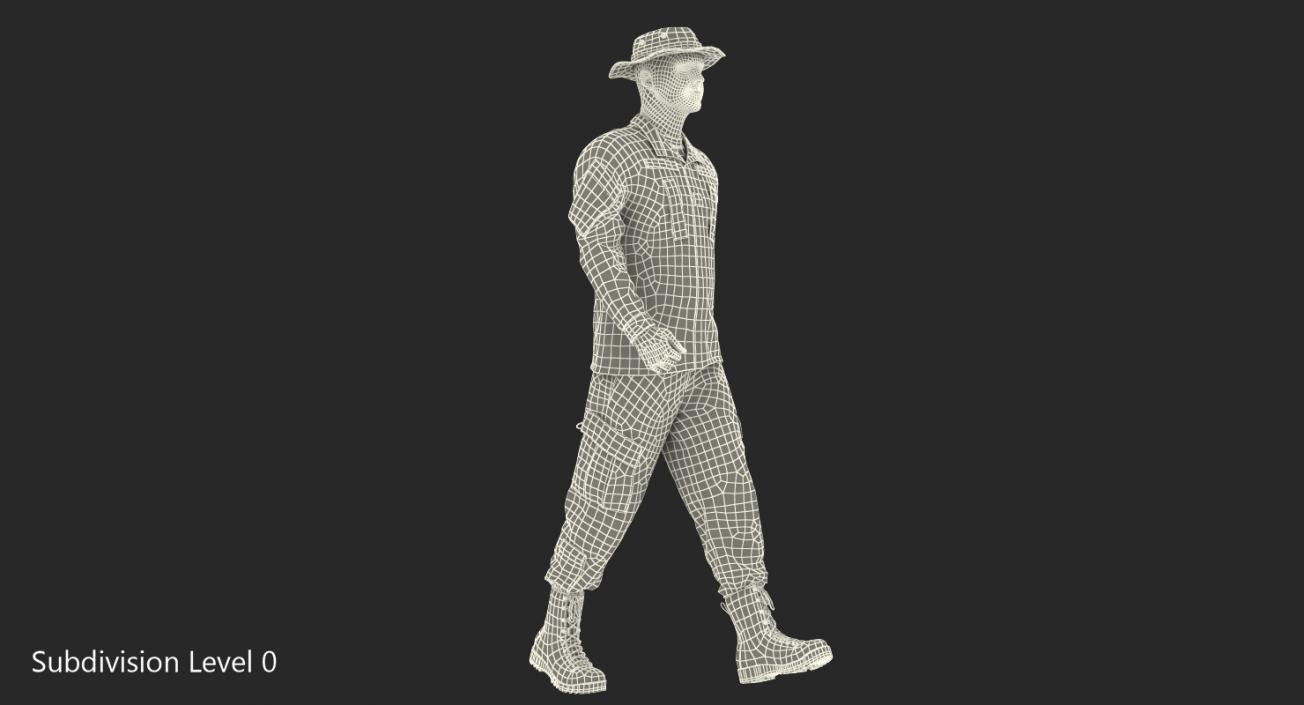 US Army Soldier Camouflage Walking 3D model