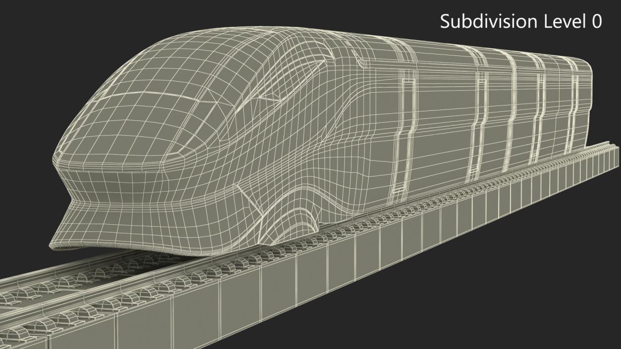 Futuristic Passenger Train on the Rails 3D model