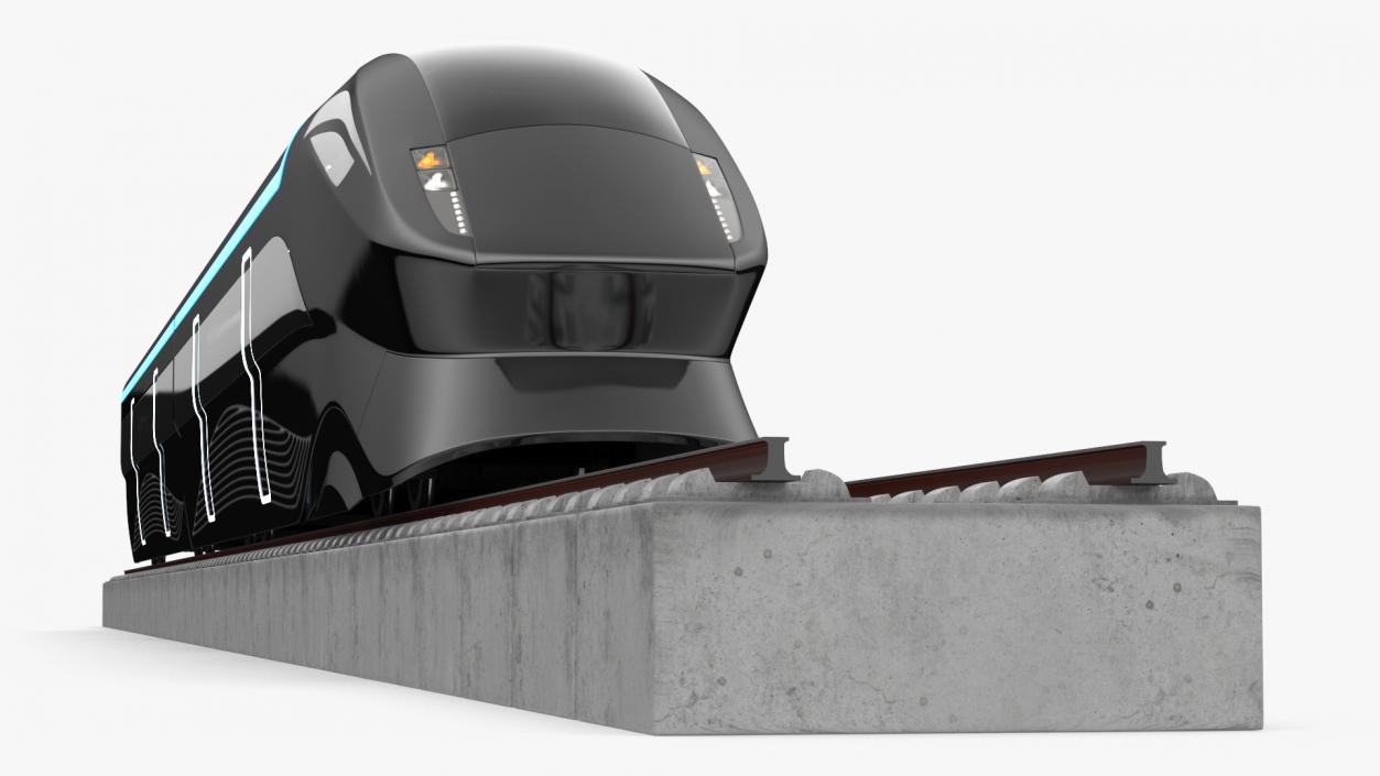 Futuristic Passenger Train on the Rails 3D model