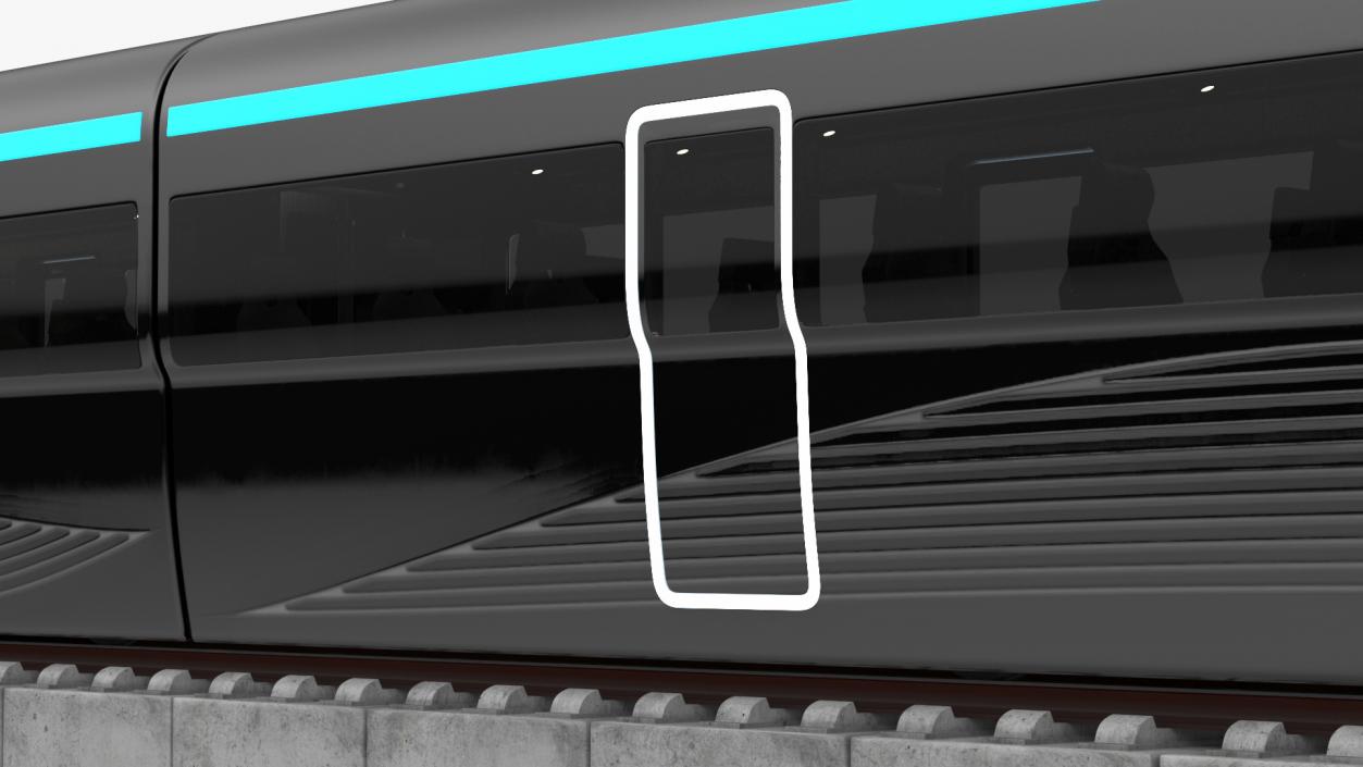 Futuristic Passenger Train on the Rails 3D model