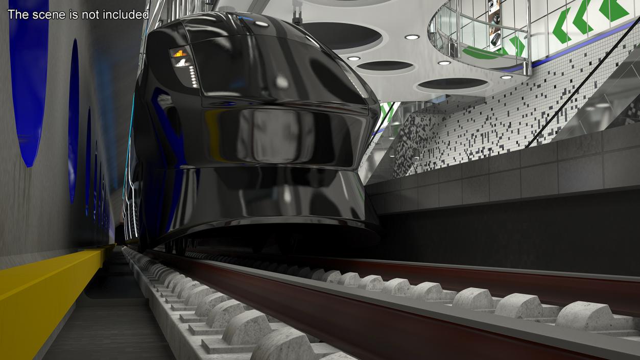 Futuristic Passenger Train on the Rails 3D model