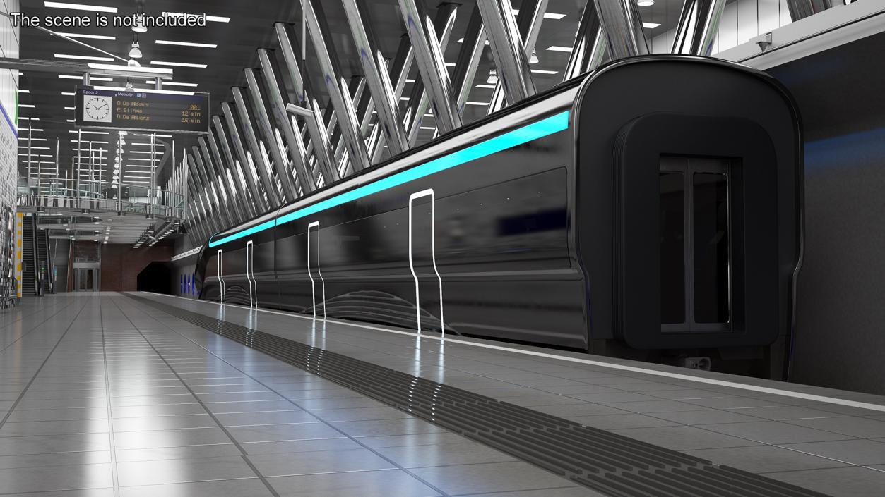 Futuristic Passenger Train on the Rails 3D model