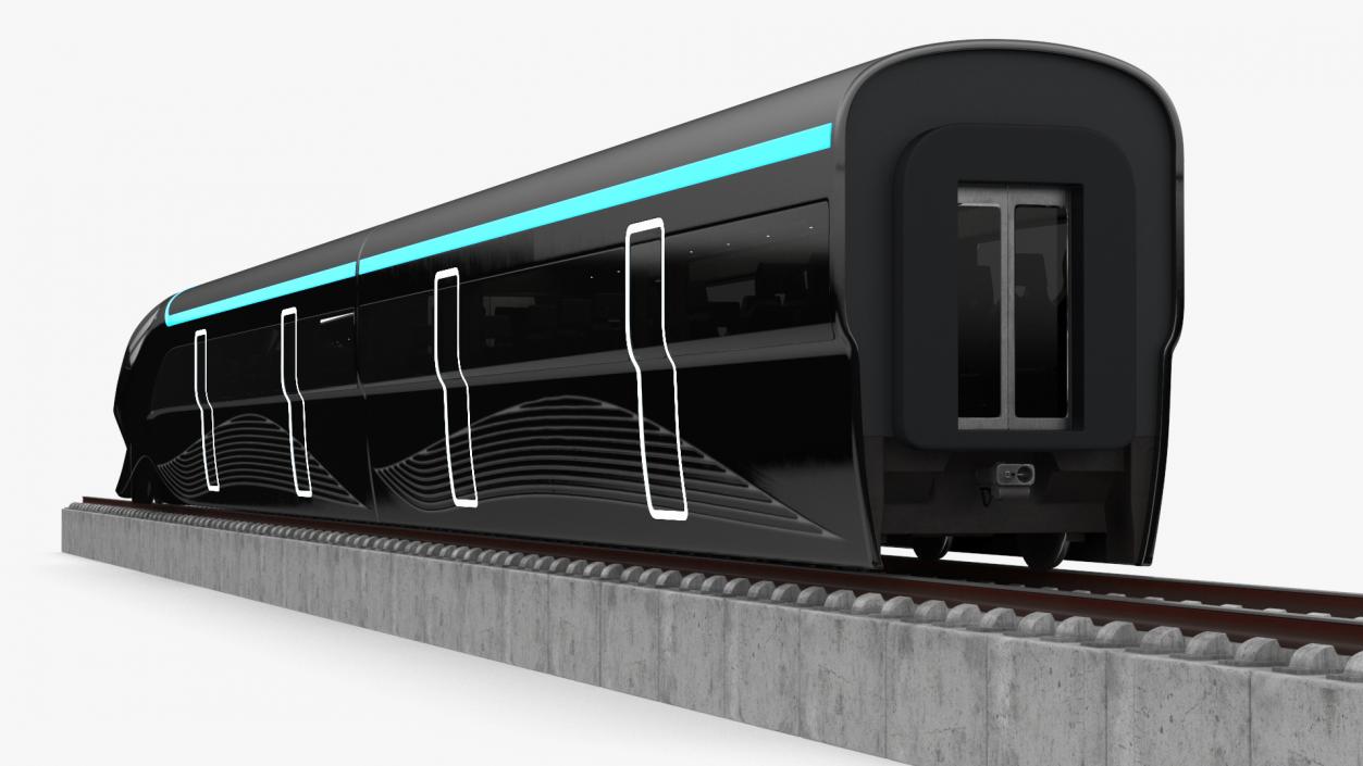 Futuristic Passenger Train on the Rails 3D model