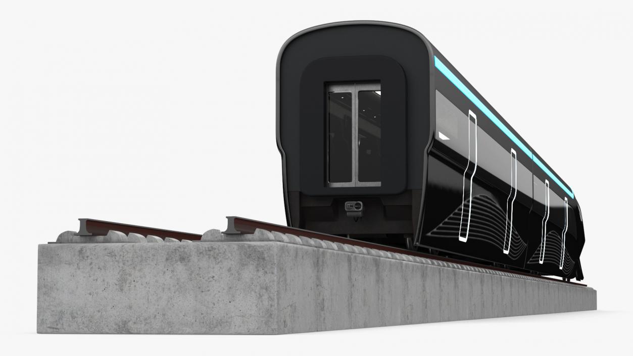 Futuristic Passenger Train on the Rails 3D model