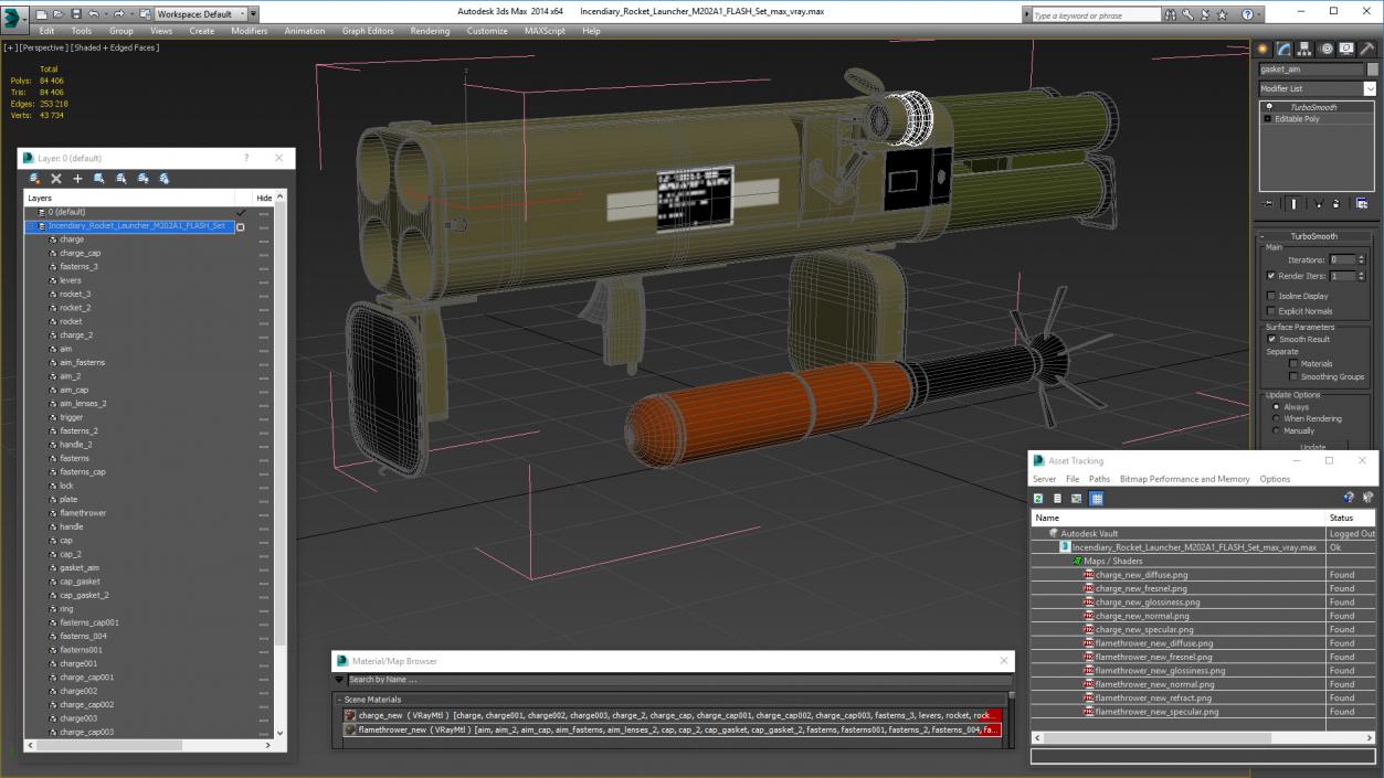 3D Incendiary Rocket Launcher M202A1 FLASH Set model