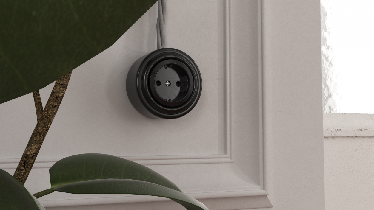 3D Electrical Retro Sockets Ceramic Black model