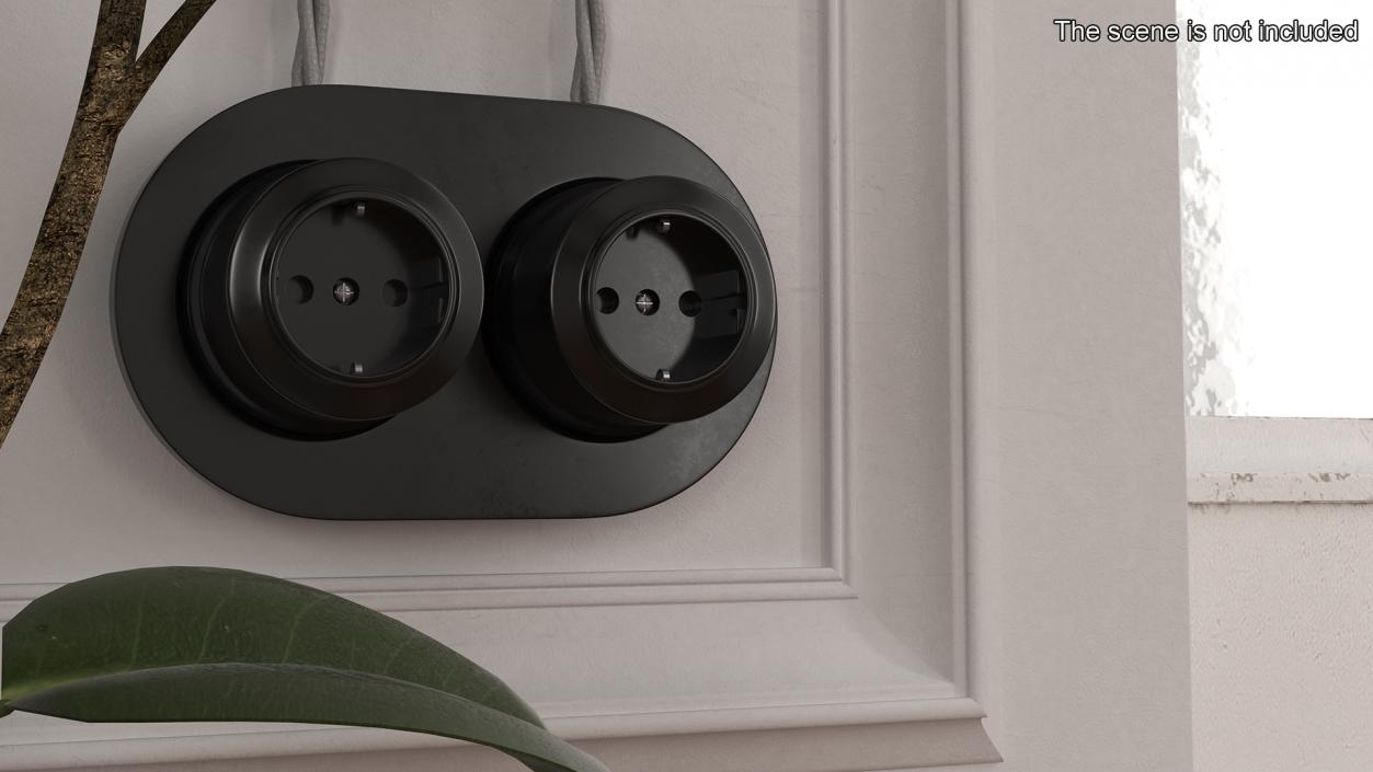 3D Electrical Retro Sockets Ceramic Black model