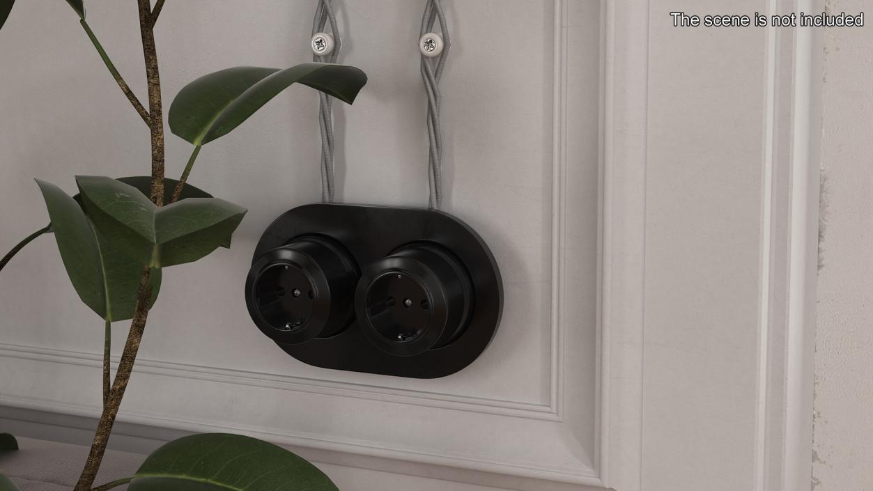 3D Electrical Retro Sockets Ceramic Black model