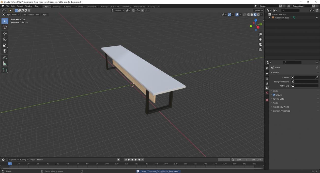 3D model Classroom Table