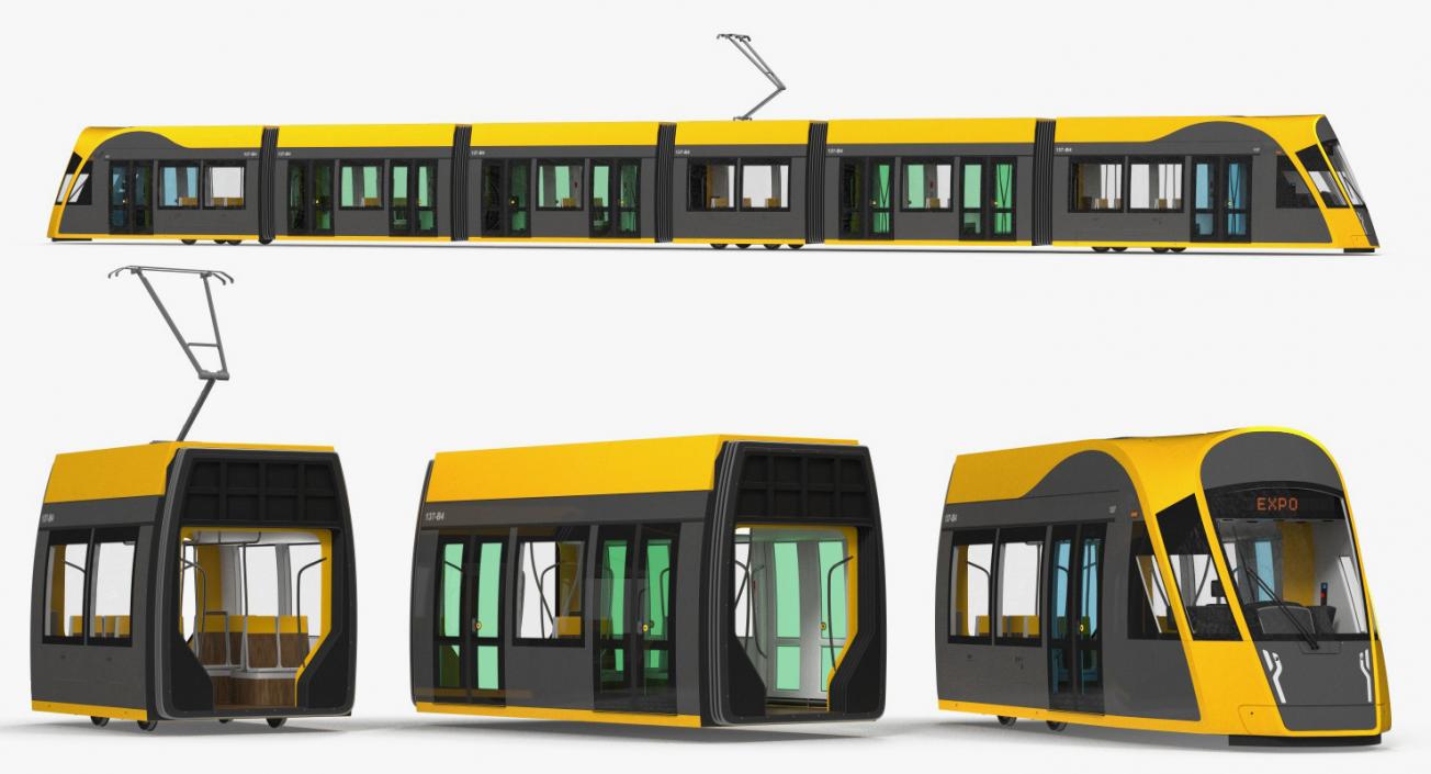 City Tram Generic Rigged 3D model