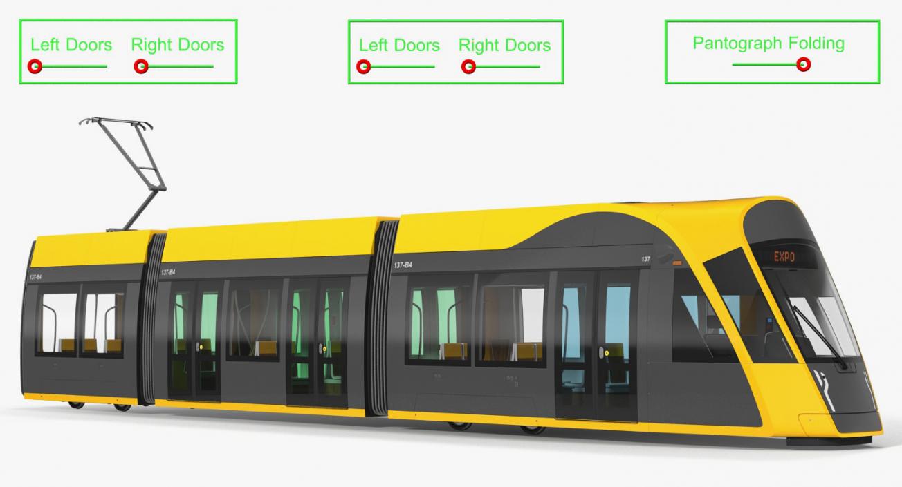 City Tram Generic Rigged 3D model