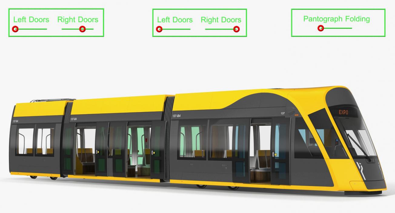 City Tram Generic Rigged 3D model