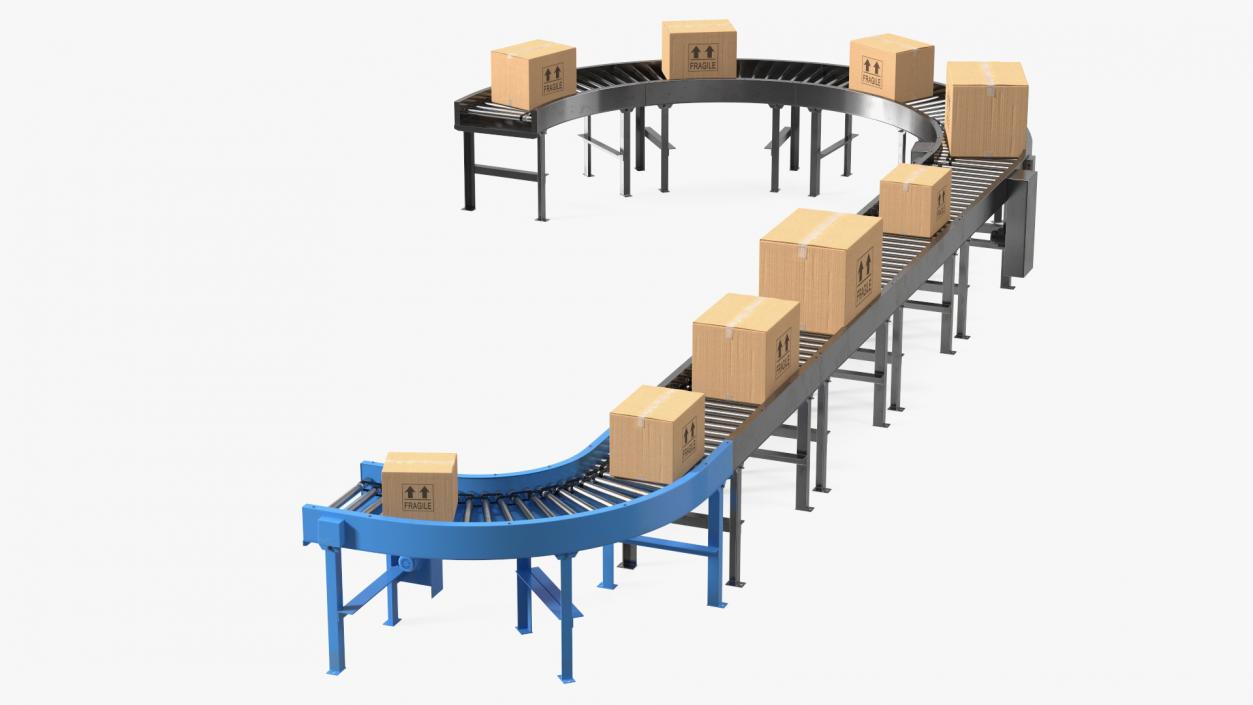 Conveyor Line With Boxes 3D model