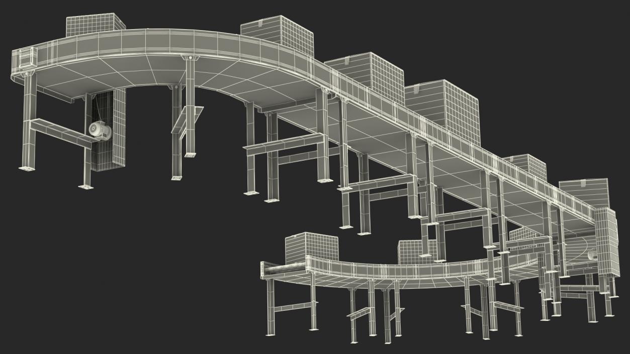 Conveyor Line With Boxes 3D model