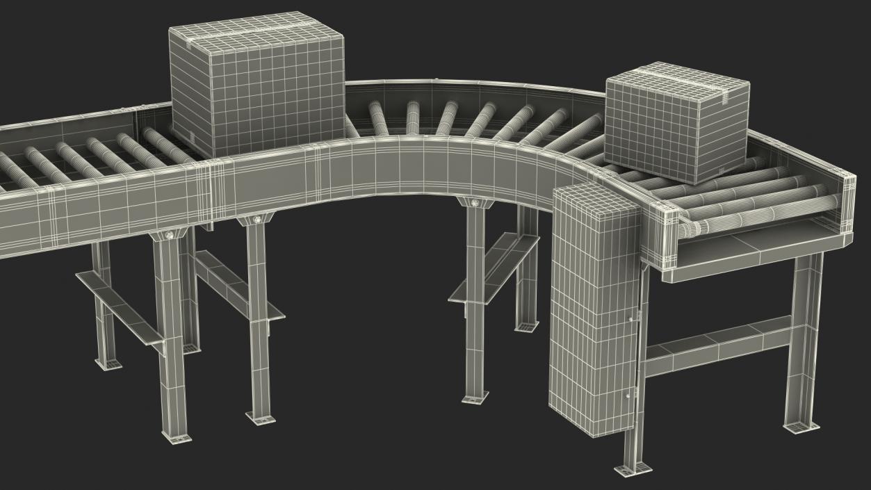 Conveyor Line With Boxes 3D model