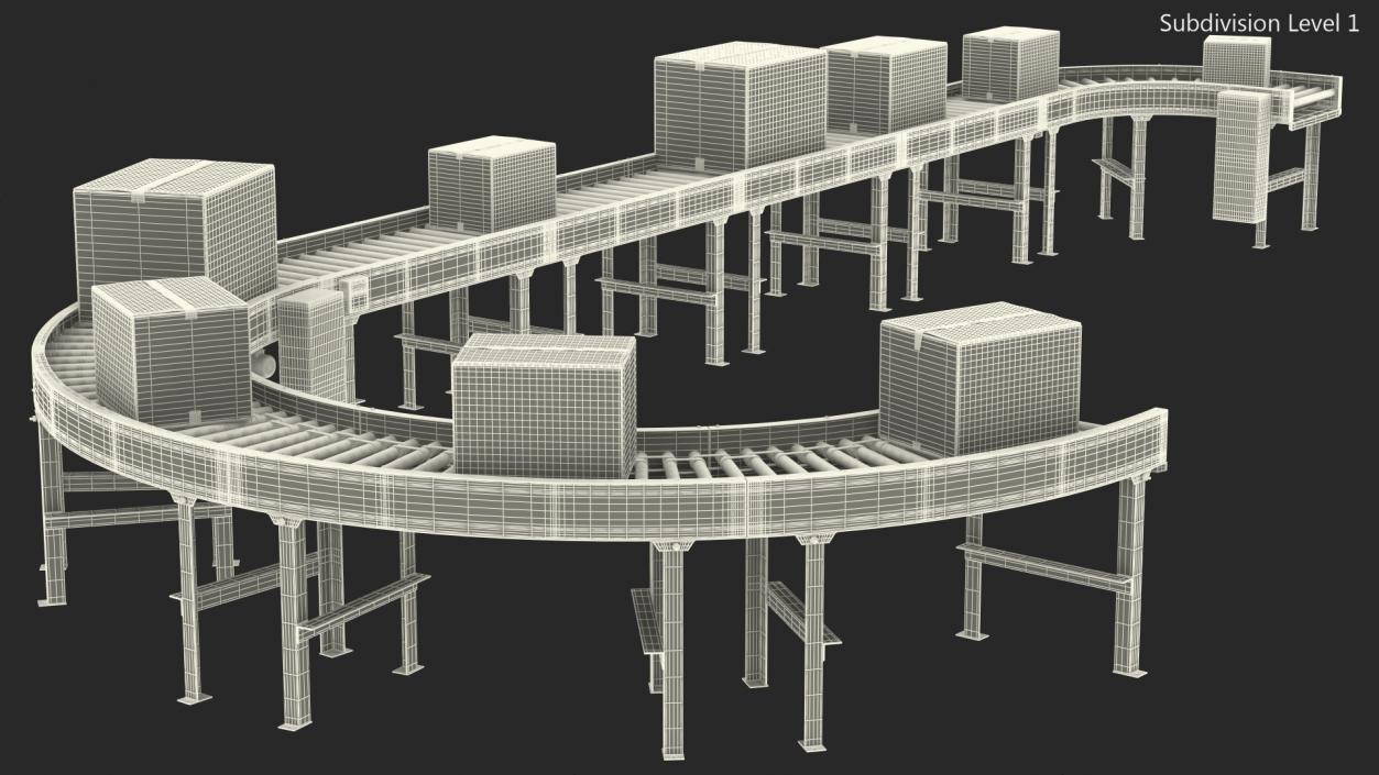 Conveyor Line With Boxes 3D model