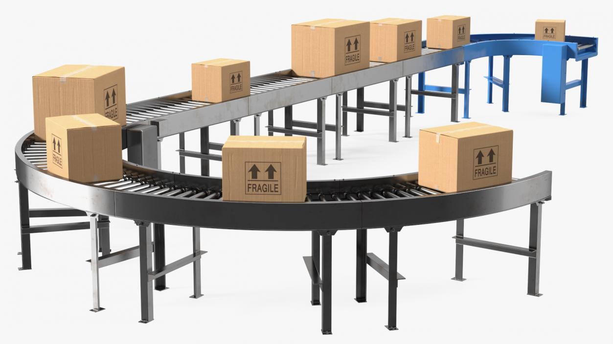 Conveyor Line With Boxes 3D model