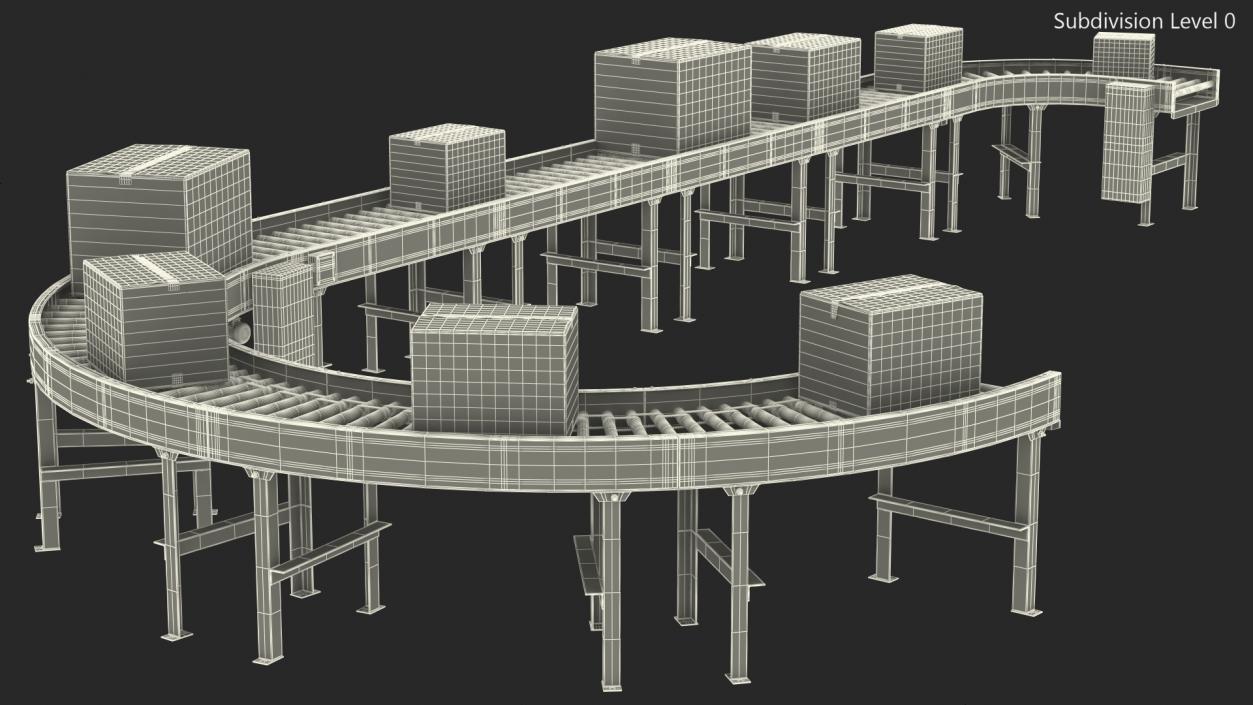 Conveyor Line With Boxes 3D model