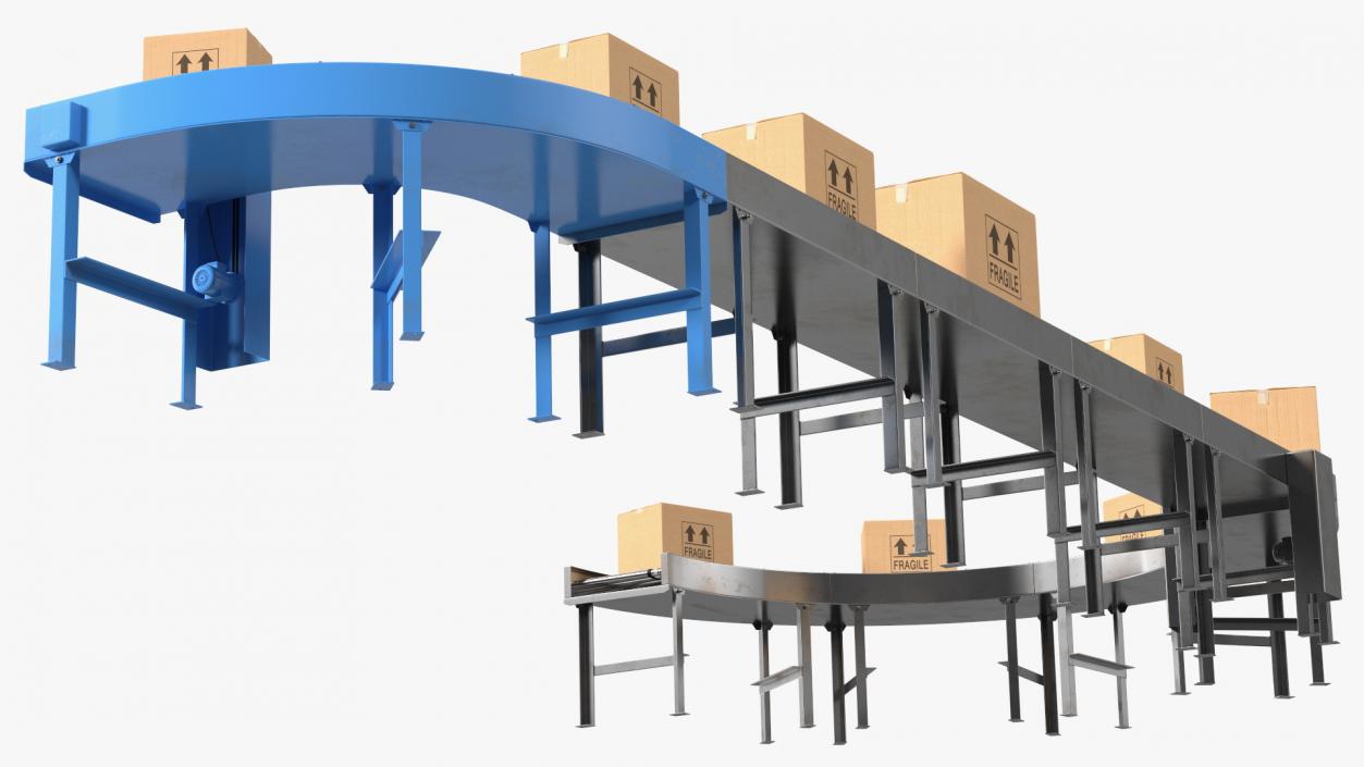 Conveyor Line With Boxes 3D model