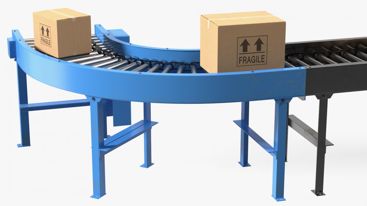 Conveyor Line With Boxes 3D model