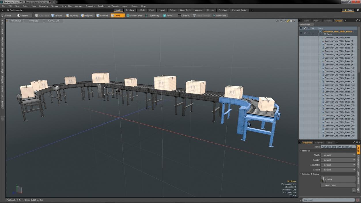 Conveyor Line With Boxes 3D model