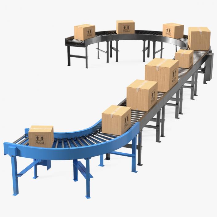 Conveyor Line With Boxes 3D model