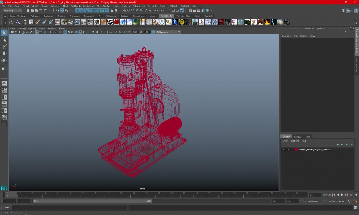 Modern Power Forging Hammer 3D