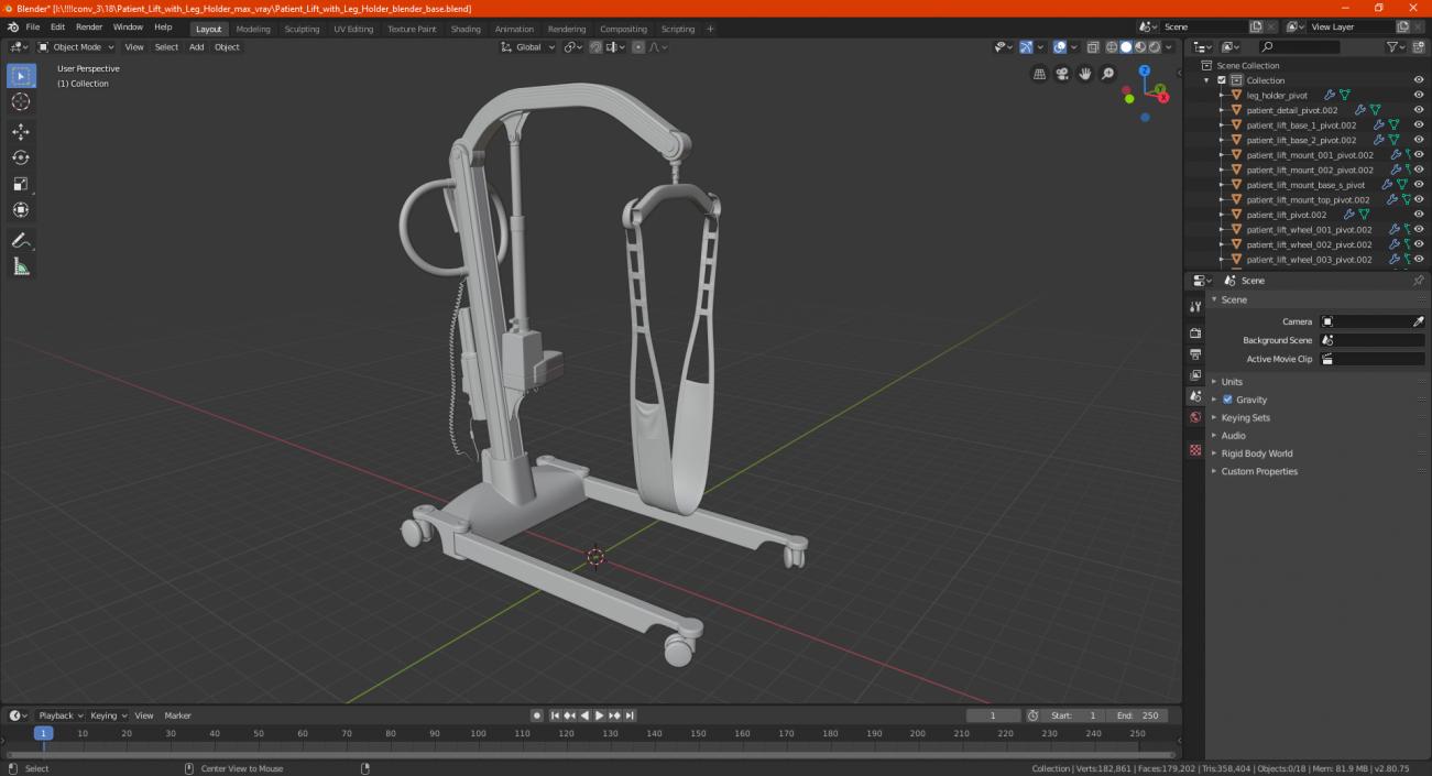 3D Patient Lift with Leg Holder model