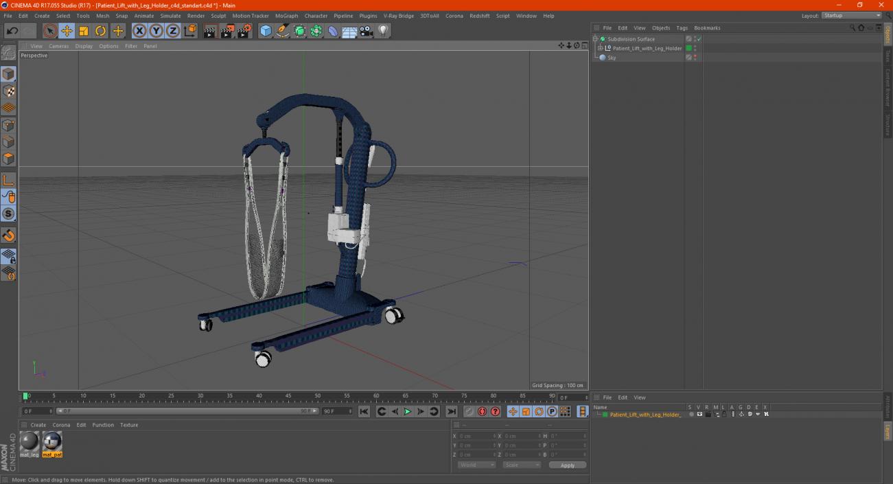 3D Patient Lift with Leg Holder model