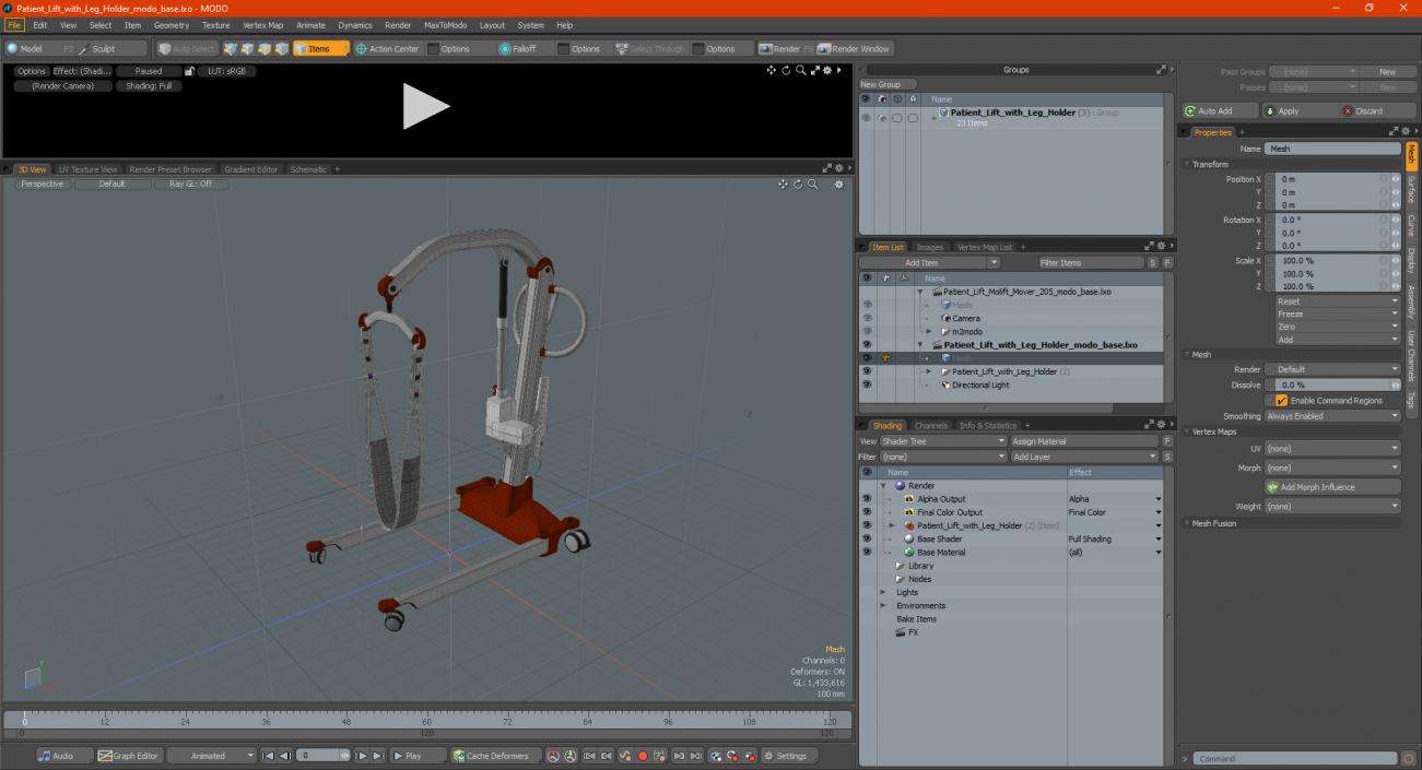 3D Patient Lift with Leg Holder model