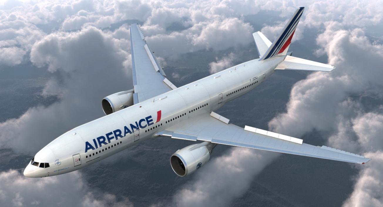 Boeing 777 200ER Air France Rigged 3D model